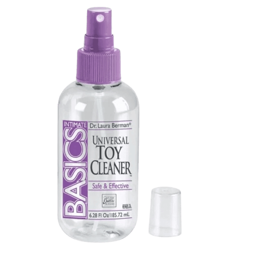 RoyalLuxsLLC anti-bacterial toy cleaner spray bottle with purple nozzle and clear cap