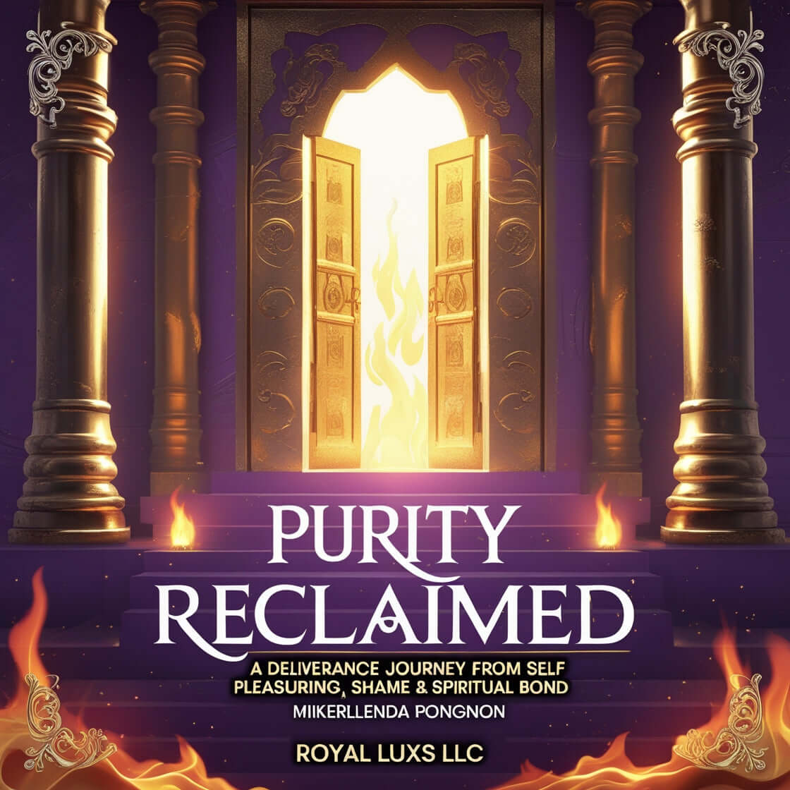 Deliverance from masturbation book Purity Reclaimed by Royal Luxs LLC with glowing open door and flames