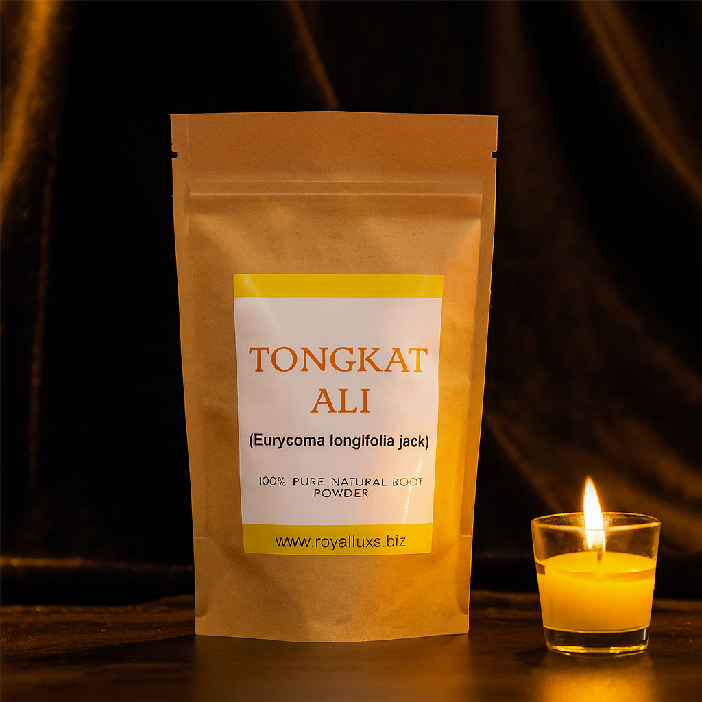 RoyalLuxsLLC Tongkat Ali powder 100% pure natural root powder in resealable brown pouch