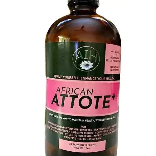 African Attote Bitter bottle, a natural dietary supplement for health, wellness, and diabetes management.