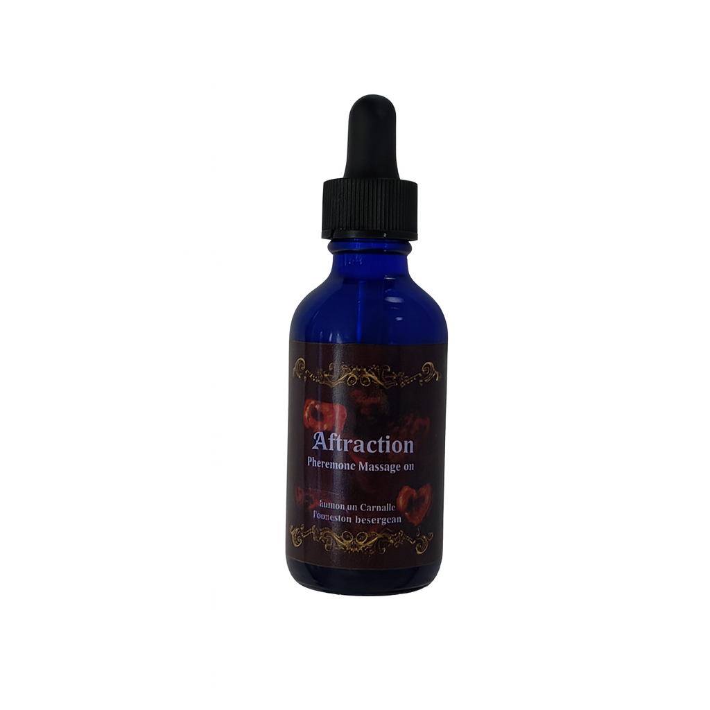 RoyalLuxsLLC attraction perfume oil for couples in blue dropper bottle with dark label