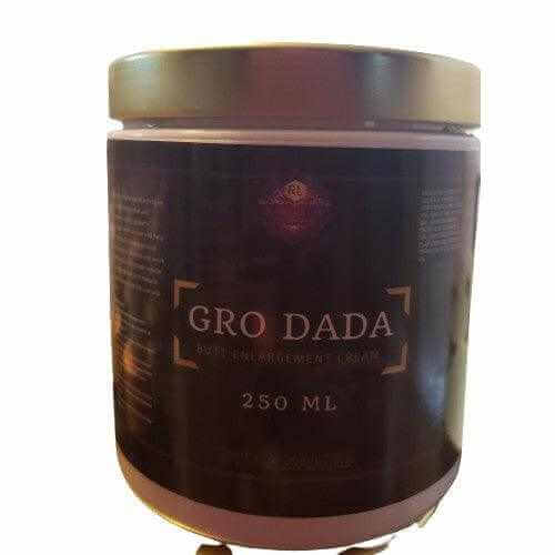 Gro Dada Butt Cream jar featuring natural ingredients, 250 ml, designed to enhance body curves.