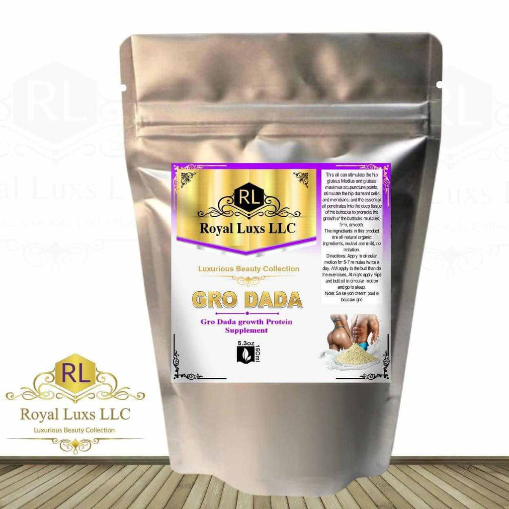 Gro Dada growth protein supplement package designed for women's fitness and wellness, offering natural support and vitality.