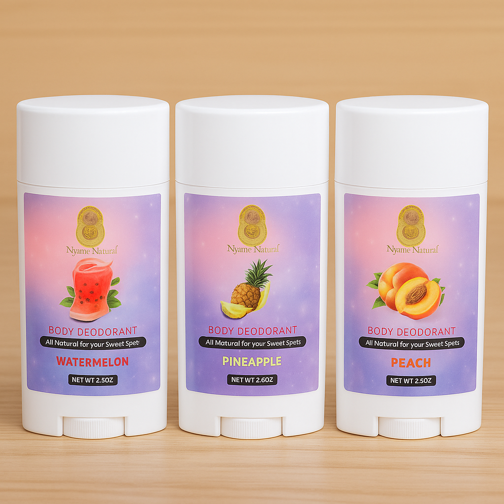 RoyalLuxsLLC booty deodorant for women in watermelon pineapple and peach scents body sticks