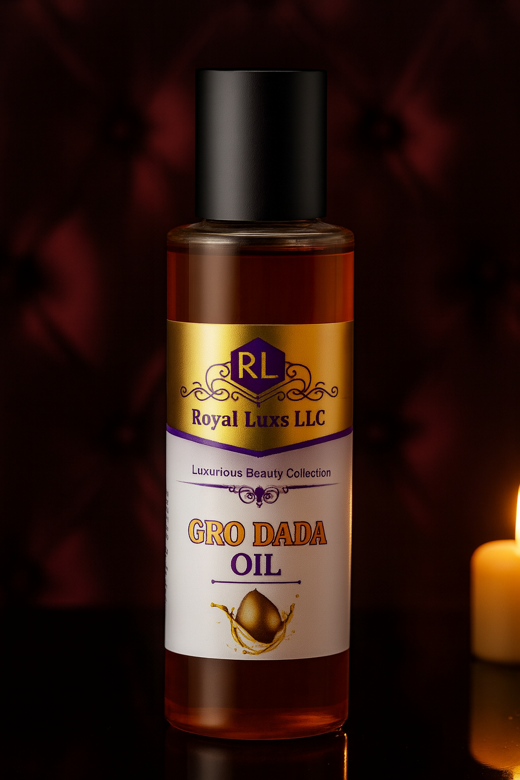 RoyalLuxsLLC Gro Dada Oil bottle from luxurious beauty collection botanical body nourishment oil
