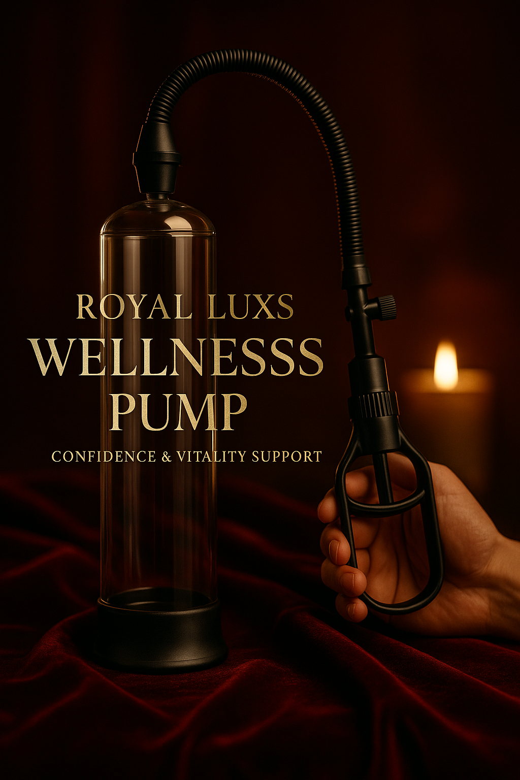 Royal Luxs men's wellness pump for confidence with hand pump handle and clear chamber for vitality support