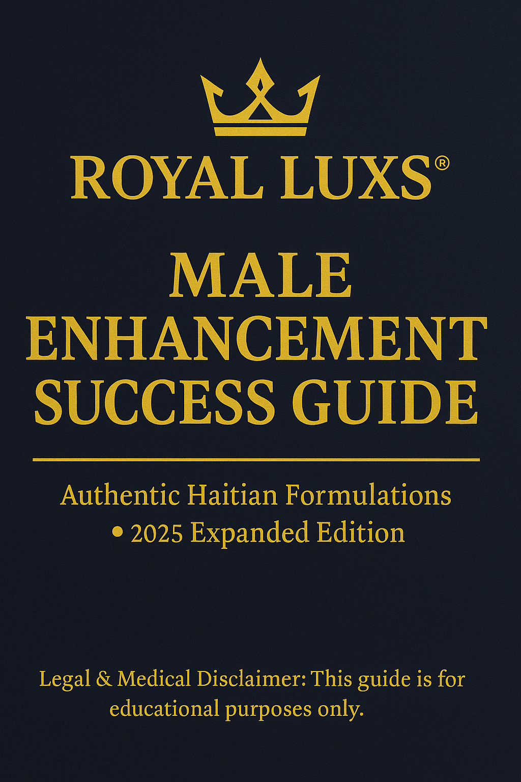 Royal Luxs LLC natural male enhancement guide e-book cover with authentic Haitian formulations 2025 edition