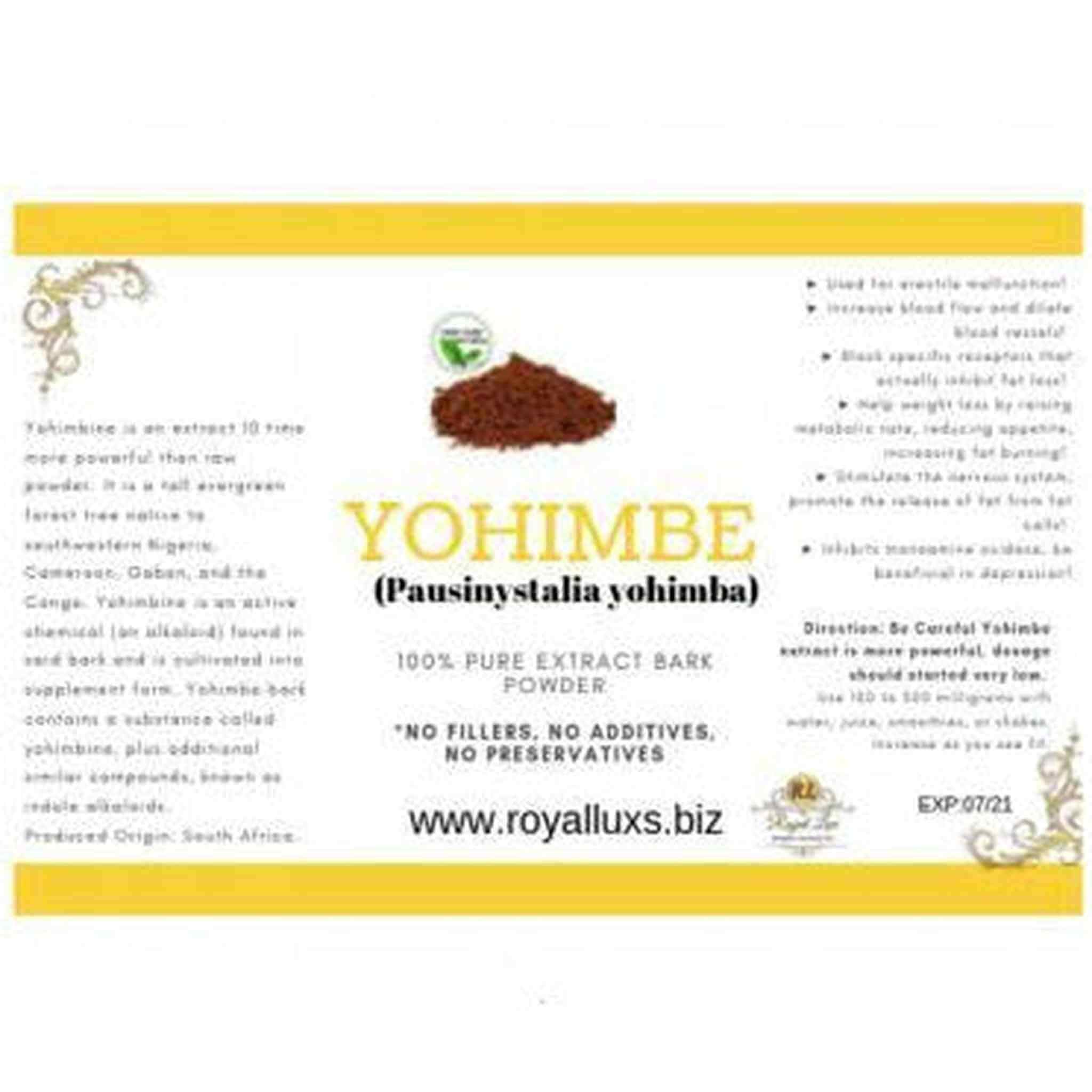 RoyalLuxsLLC organic yohimbe bark powder 100% pure extract bark powder for health benefits