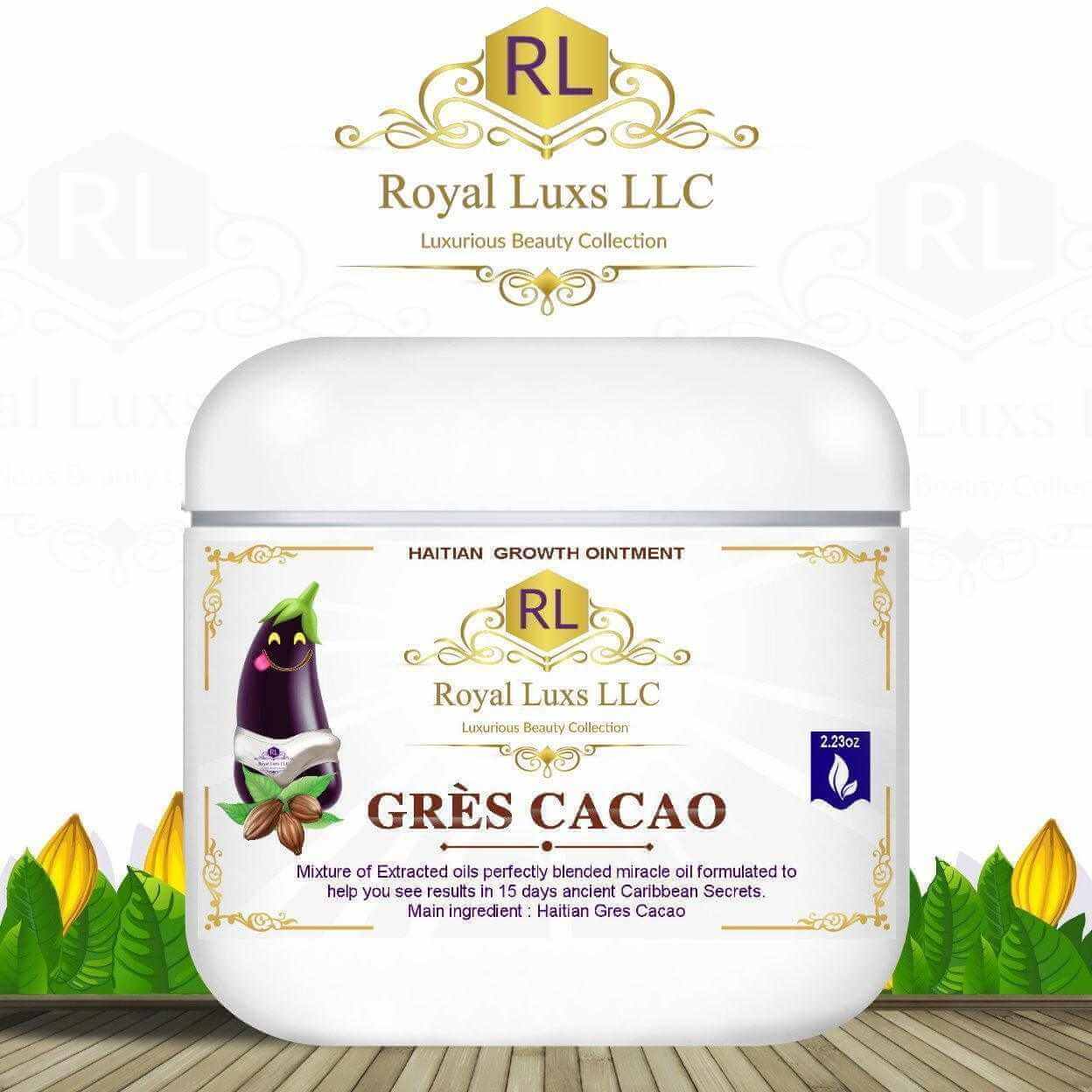 Haitian Gres Cacao growth ointment by Royal Lux, designed for enhancing growth results in 15 days of use.